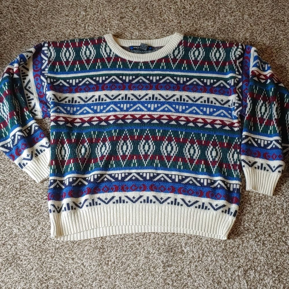 Vintage 90s Architect Sweater Aztec Jumper Unisex Size L